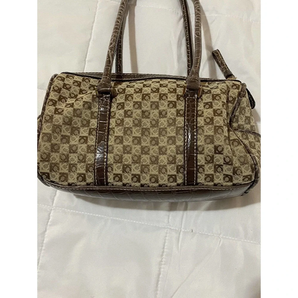 Liz Claiborne Monogram Brown Small Purse, Beige Lining Very G Cond - Picture 14 of 16